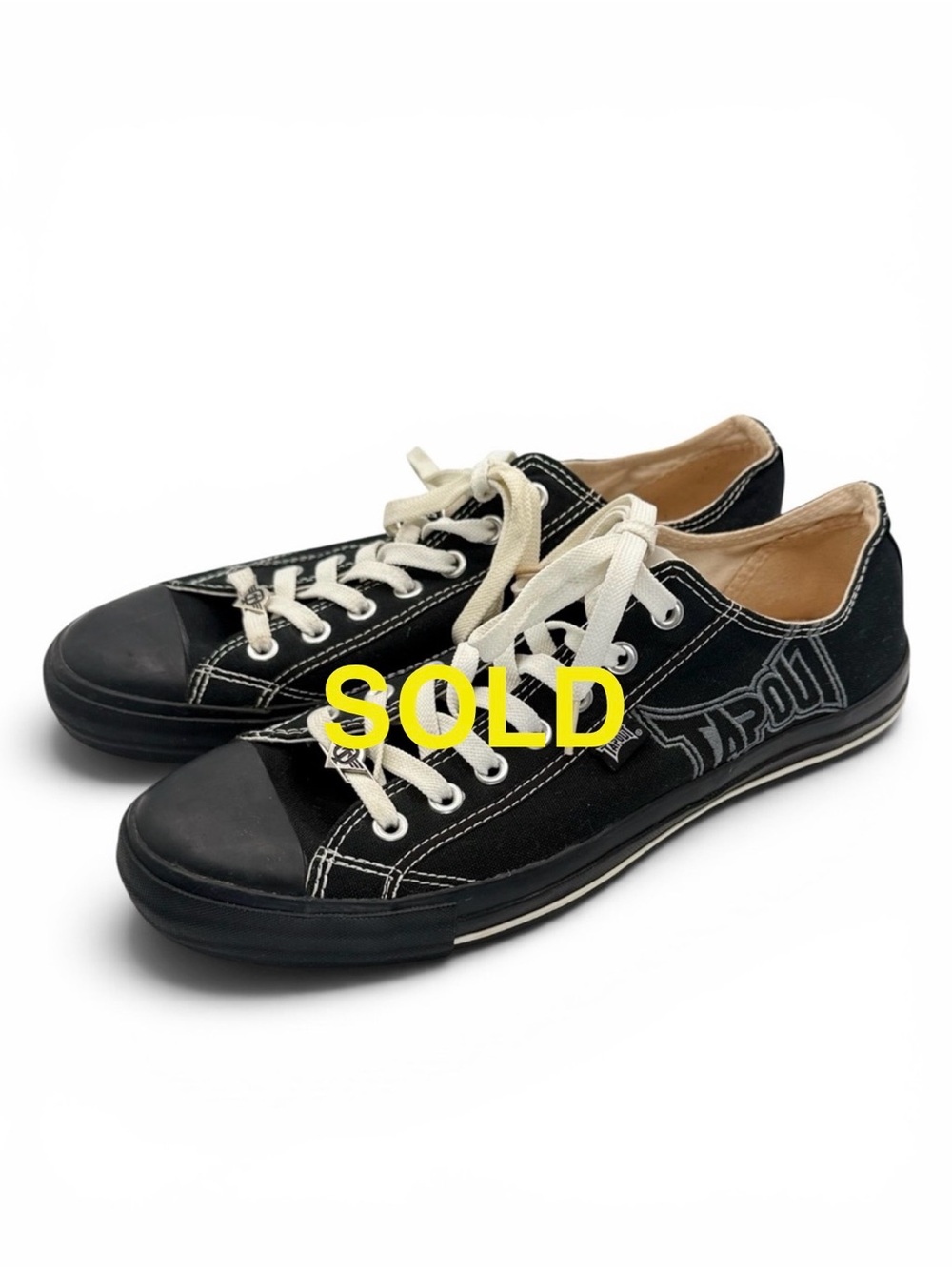 Y2K Tapout Men's Low Top Black Embroidered MMA UFC Canvas Sneakers Size 10